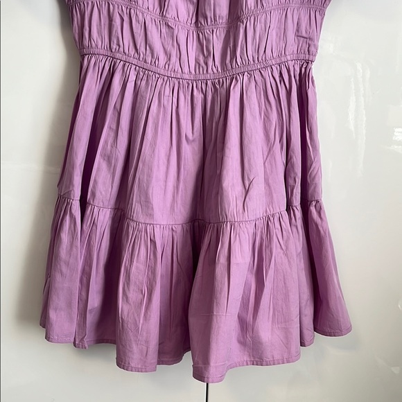 Avec Les Filles Lilac Puff Sleeve Cotton Tiered Dress, Size M - Picture 8 of 12